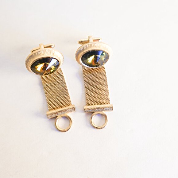 Vintage Mid-Century Crystal Prism Cuff Links - Picture 2 of 2